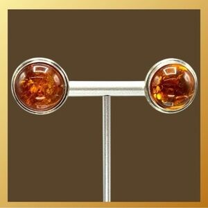 Sterling Silver, Amber/Resin
Domed Earrings 0933